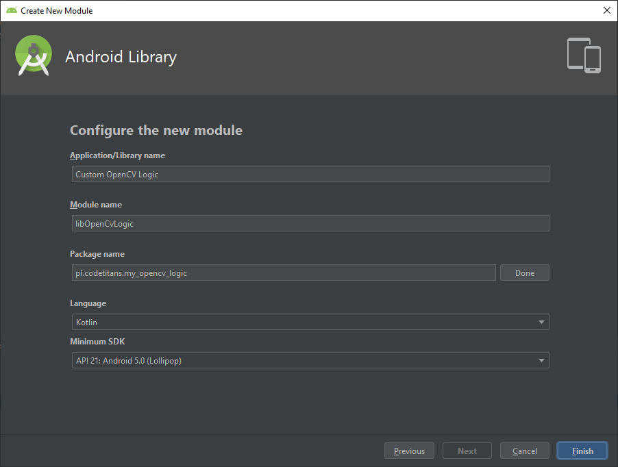 Finalize new module library